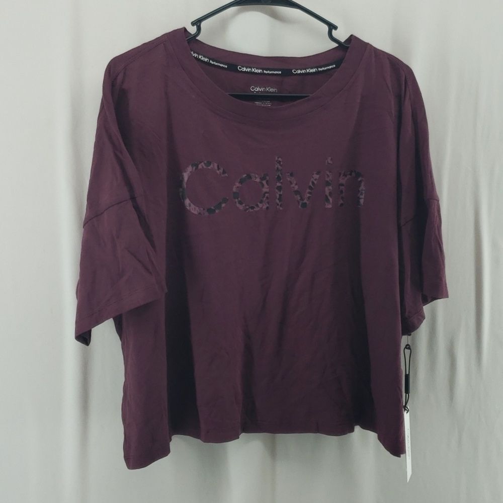 Calvin Klein Performance Women's Logo T-Shirt Purple Size XL *flaw* (AN)